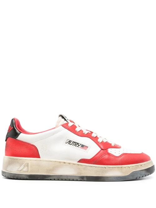 Sneaker in pelle di vitello bianca/rossa/nera Autry | AVLMBC03 WHT/BLK/FLAME